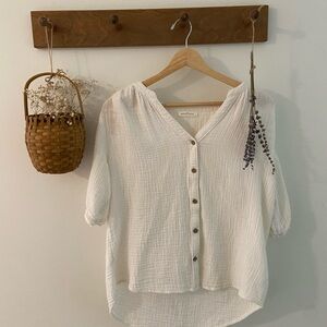 And Other Stories White Textured Blouse